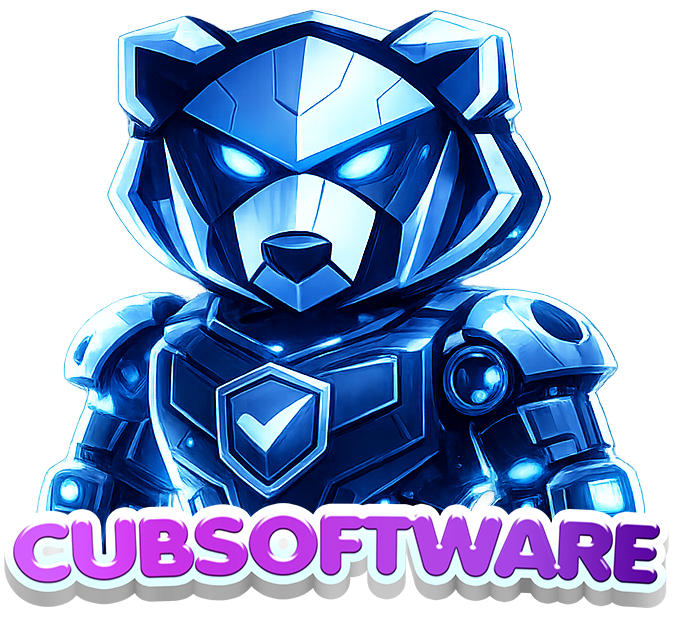 CUB SOFTWARE Mascot + Text (Purple)